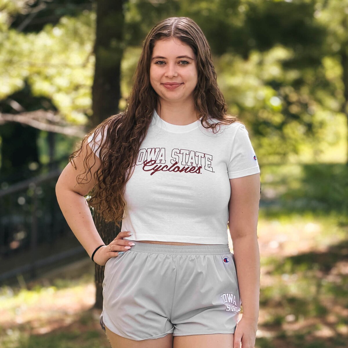 Champion Women's Iowa State Cyclones White Short Sleeve Baby Tee